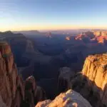 A breathtaking view of Grand Canyon West Rim with deep canyons and rugged cliffs.