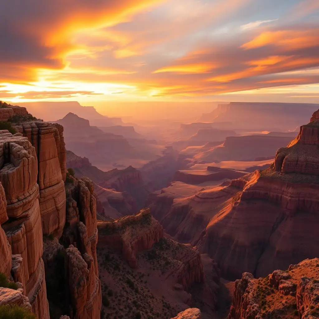 A breathtaking view of Grand Canyon West Rim with deep canyons and rugged cliffs.